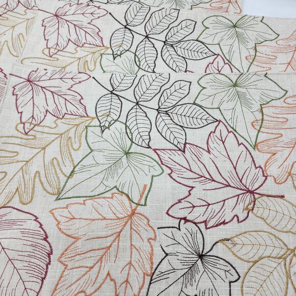 Fall Thanksgiving (4) Placemats 18x12 Embroidered Red Green Brown Leaves Holiday - Picture 2 of 9